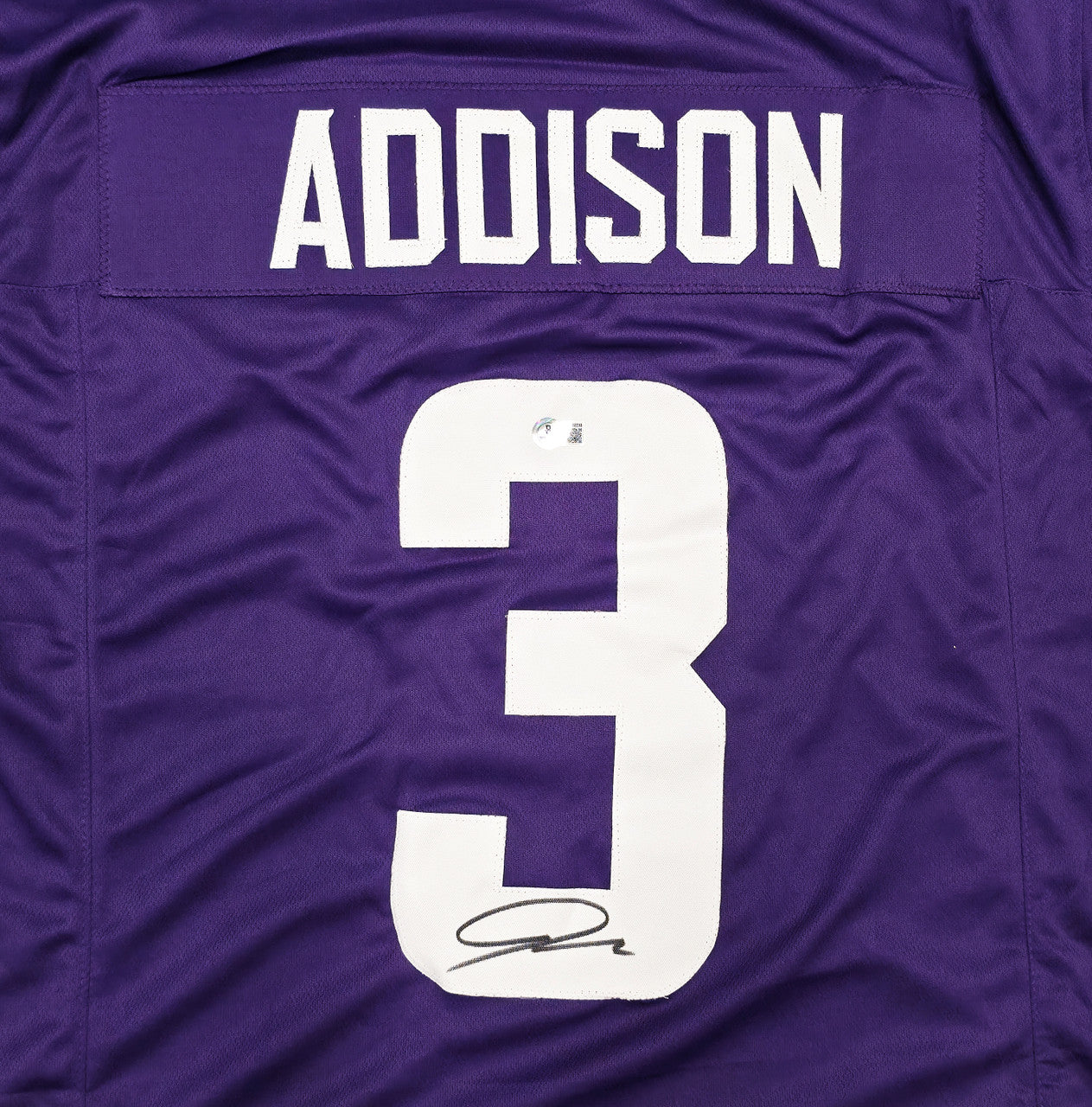 Minnesota Vikings Jordan Addison Autographed Purple Jersey Beckett BAS QR Stock #267430
