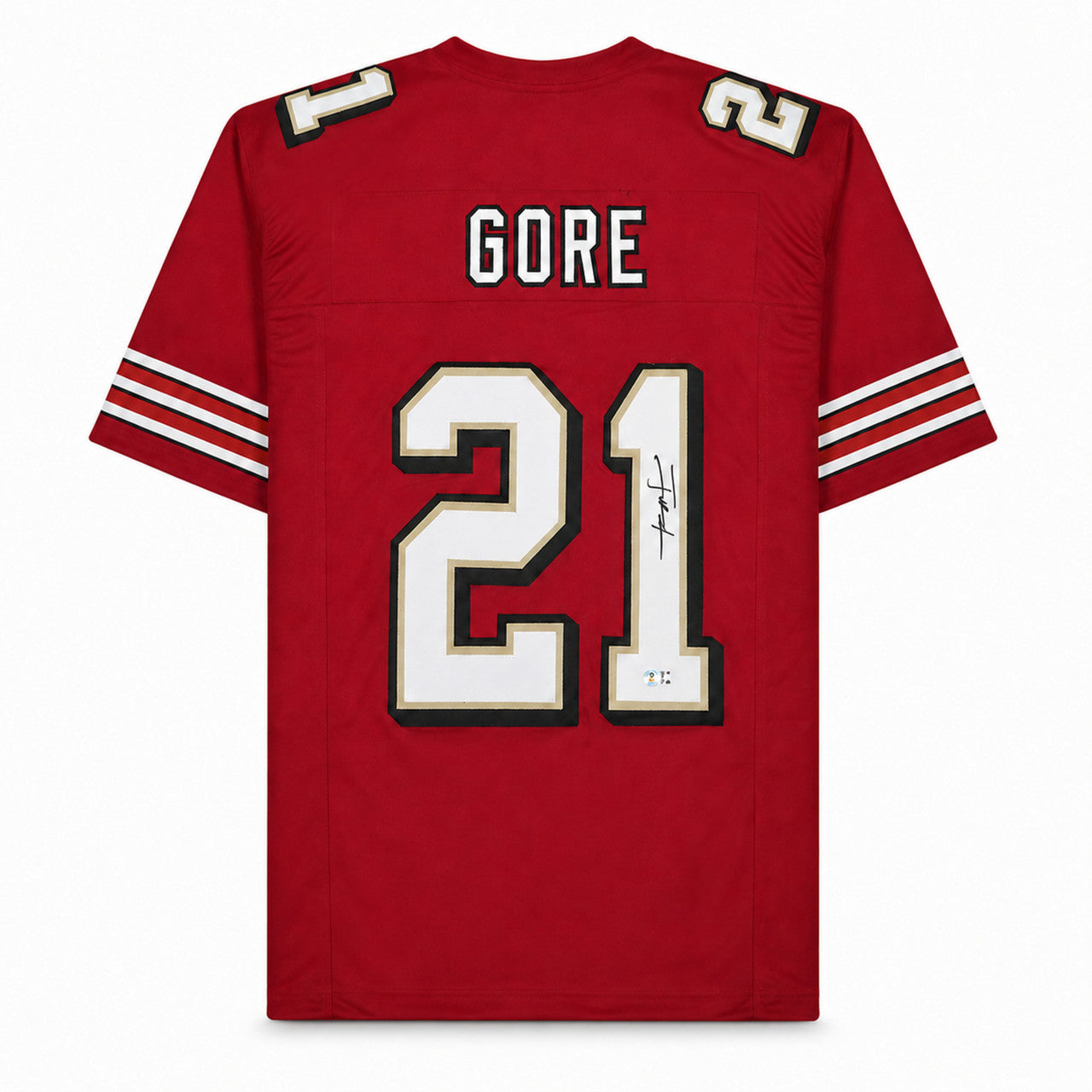 San Francisco 49ers Frank Gore Autographed Red Jersey Beckett BAS Witness Stock #267389