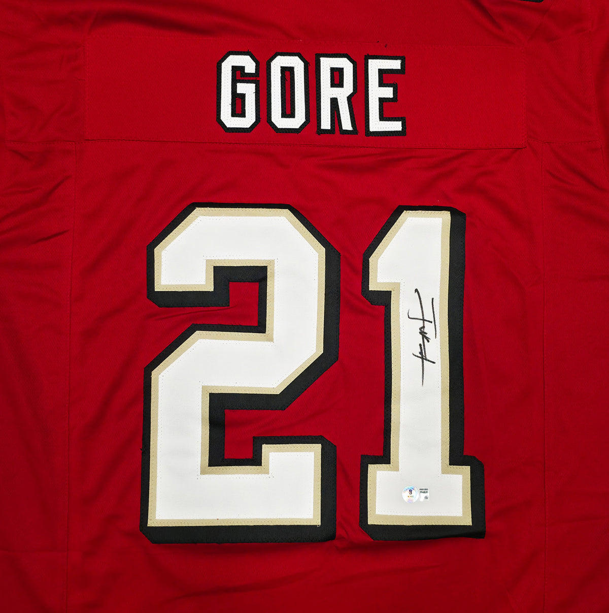 San Francisco 49ers Frank Gore Autographed Red Jersey Beckett BAS Witness Stock #267389