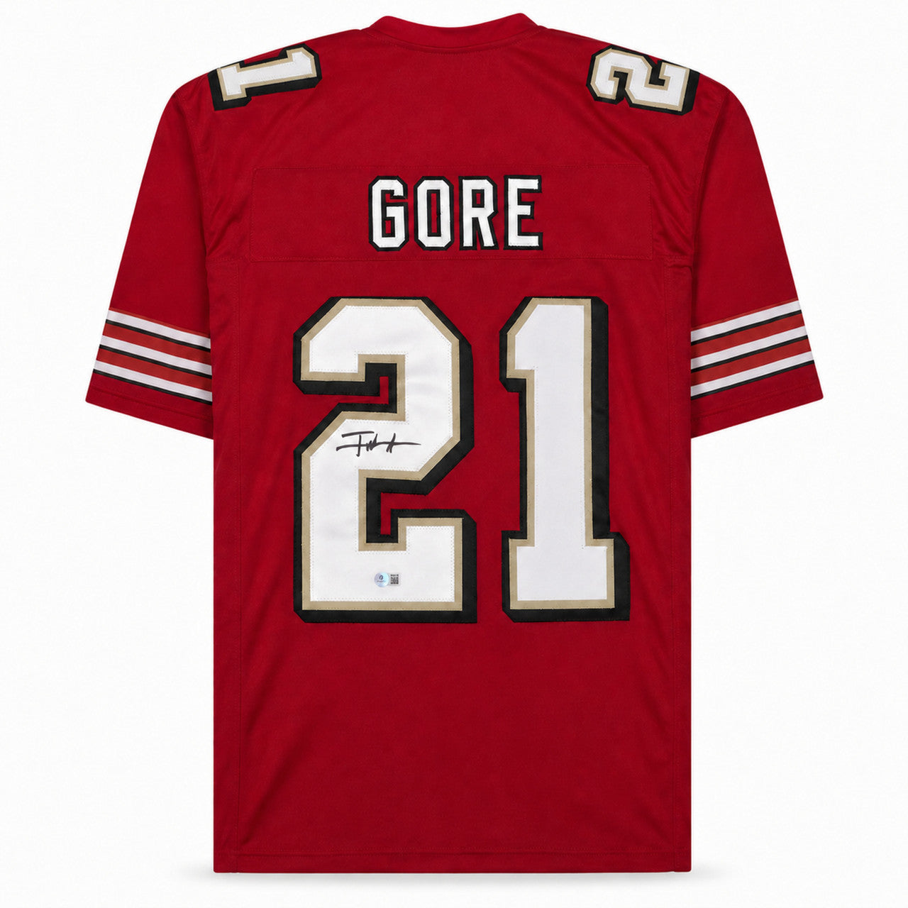 San Francisco 49ers Frank Gore Autographed Red Jersey Beckett BAS Witness Stock #267391