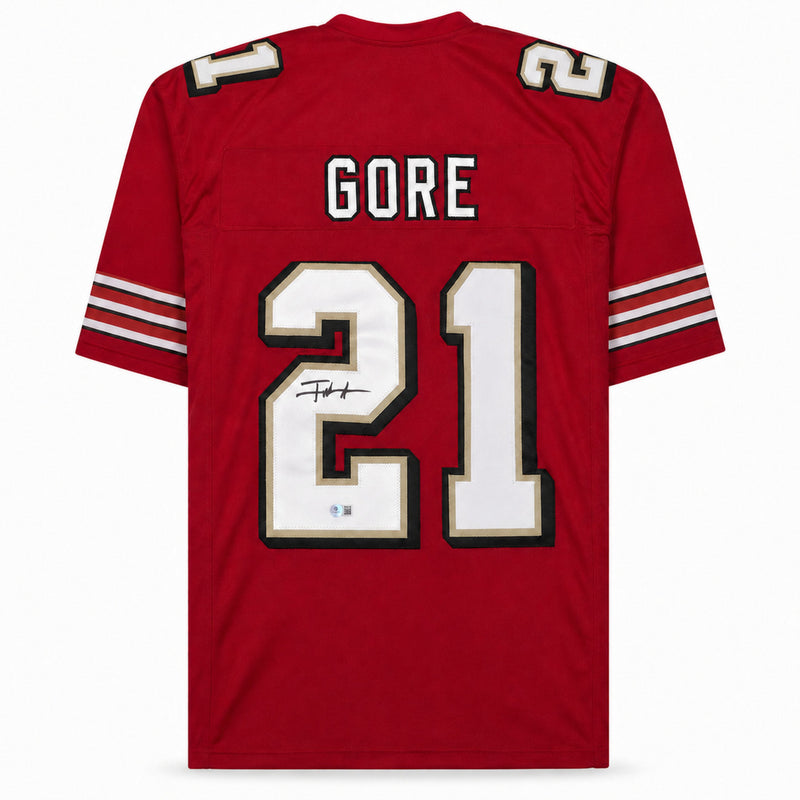 San Francisco 49ers Frank Gore Autographed Red Jersey Beckett BAS Witness Stock #267391