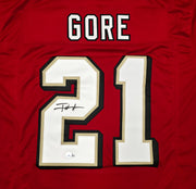 San Francisco 49ers Frank Gore Autographed Red Jersey Beckett BAS Witness Stock #267391