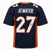 Denver Broncos Steve Atwater Autographed Blue Jersey Beckett BAS Witness Stock #267466