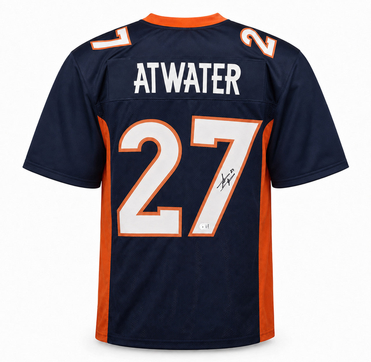Denver Broncos Steve Atwater Autographed Blue Jersey Beckett BAS Witness Stock #267466