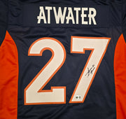 Denver Broncos Steve Atwater Autographed Blue Jersey Beckett BAS Witness Stock #267466