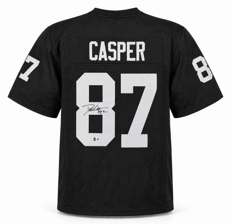 Oakland Raiders Dave Casper Autographed Black Jersey "HOF 02" Beckett BAS Witness Stock #267462