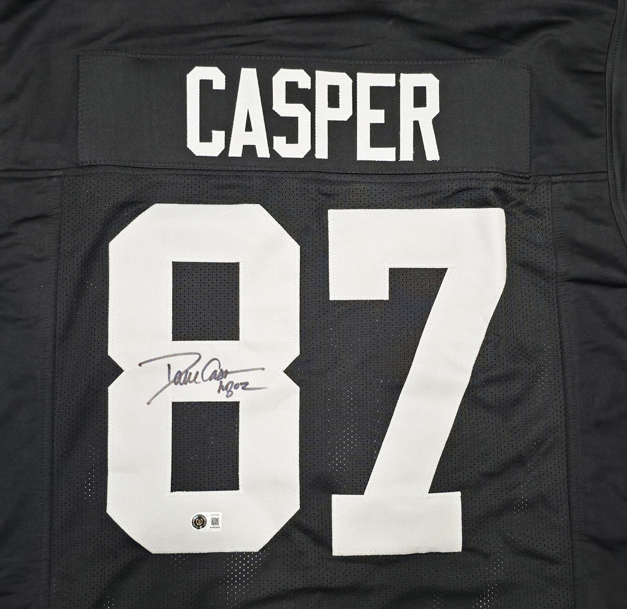 Oakland Raiders Dave Casper Autographed Black Jersey "HOF 02" Beckett BAS Witness Stock #267462