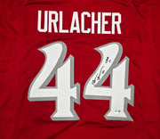 University of New Mexico Brian Urlacher Autographed Red Jersey "CHOF 17" Beckett BAS Witness Stock #267413
