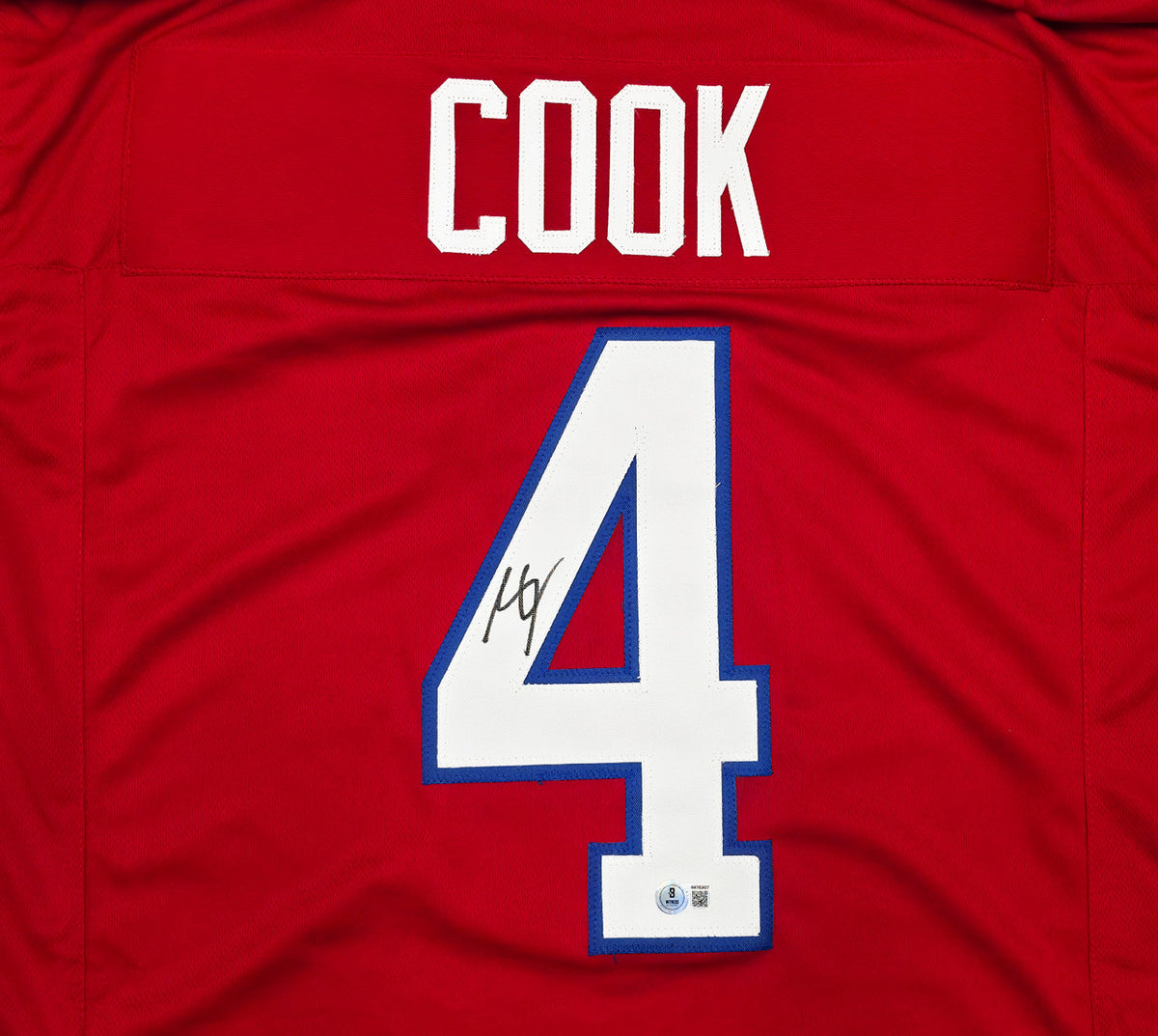 Buffalo Bills James Cook Autographed Red Jersey Beckett BAS Witness Stock #267405
