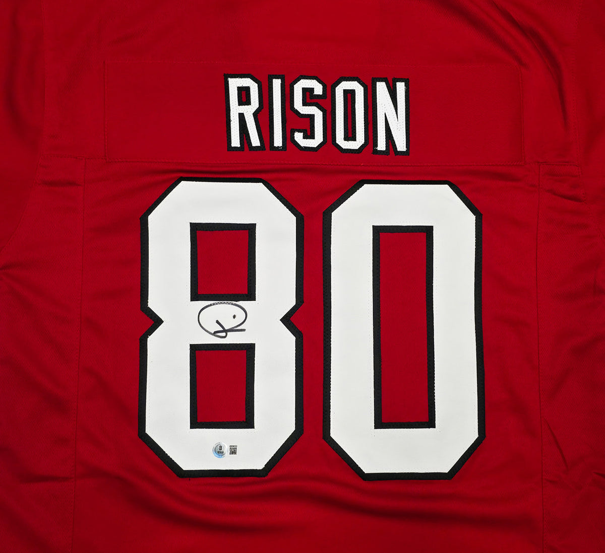 Atlanta Falcons Andre Rison Autographed Red Jersey Beckett BAS Witness Stock #267401