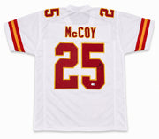 Kansas City Chiefs LeSean McCoy Autographed White Jersey Beckett BAS Witness Stock #267438
