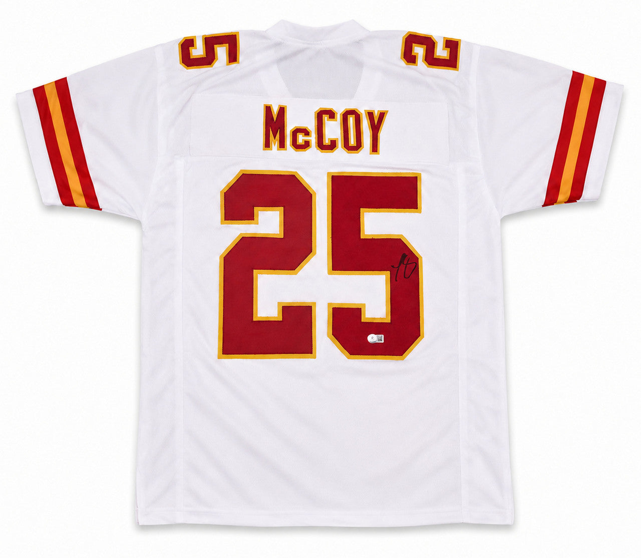 Kansas City Chiefs LeSean McCoy Autographed White Jersey Beckett BAS Witness Stock #267438