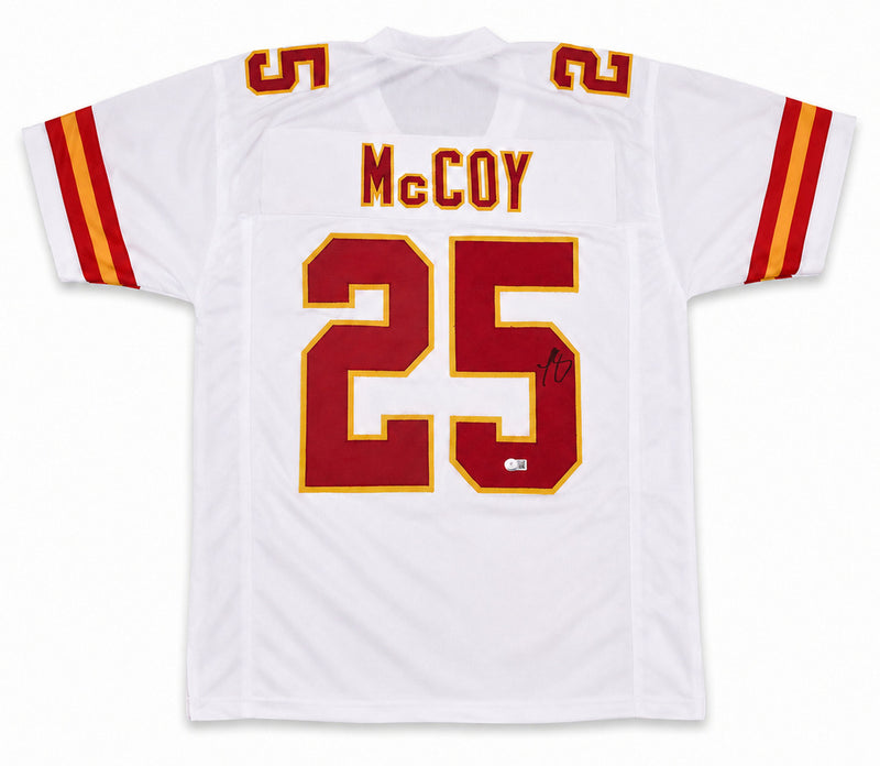 Kansas City Chiefs LeSean McCoy Autographed White Jersey Beckett BAS Witness Stock #267438