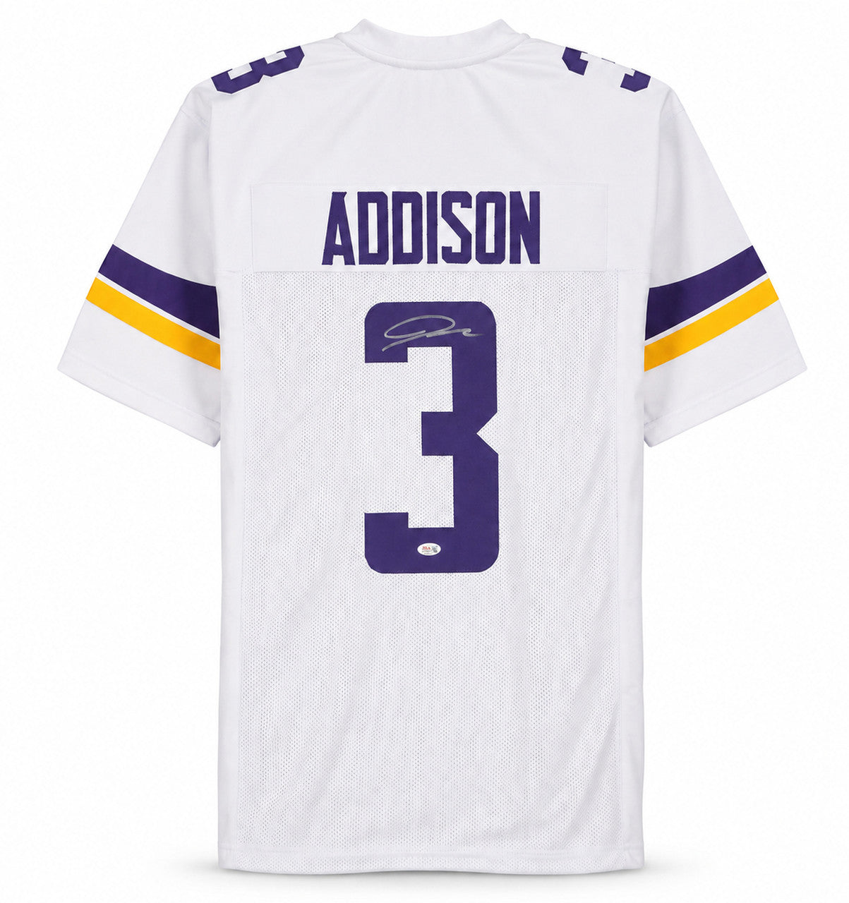 Minnesota Vikings Jordan Addison Autographed White Jersey JSA Witness Stock #267432