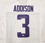 Minnesota Vikings Jordan Addison Autographed White Jersey JSA Witness Stock #267432