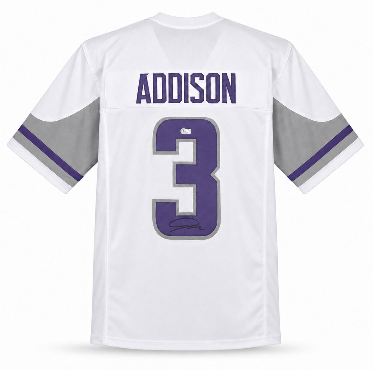 Minnesota Vikings Jordan Addison Autographed White Jersey Beckett BAS QR Stock #267434