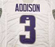 Minnesota Vikings Jordan Addison Autographed White Jersey Beckett BAS QR Stock #267434