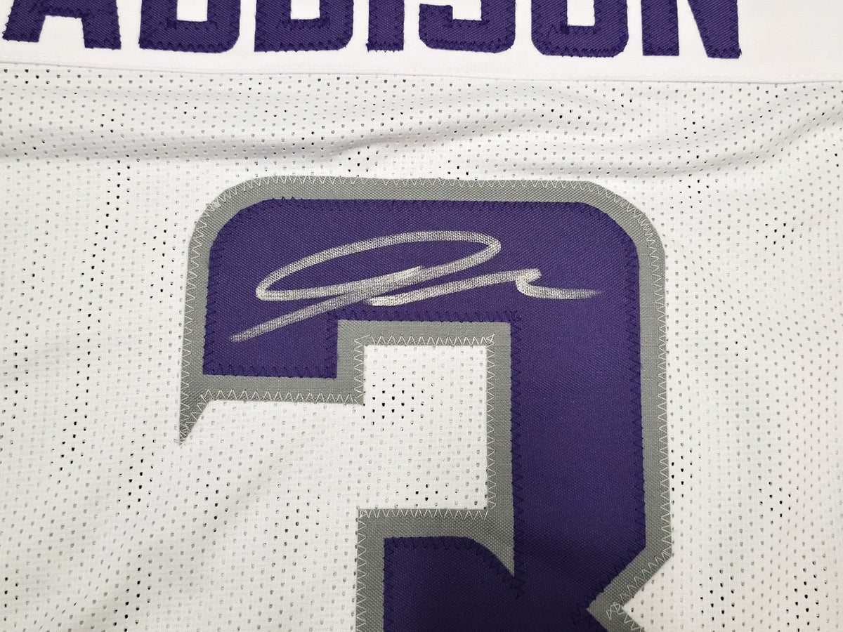 Minnesota Vikings Jordan Addison Autographed White Jersey JSA Witness Stock #267433