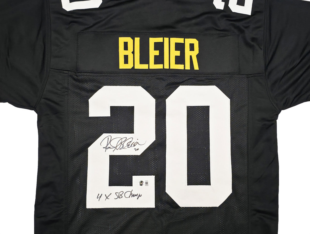 Pittsburgh Steelers Rocky Bleier Autographed Black Jersey "4x SB Champs" Beckett BAS Witness Stock #267504