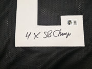 Pittsburgh Steelers Rocky Bleier Autographed Black Jersey "4x SB Champs" Beckett BAS Witness Stock #267504