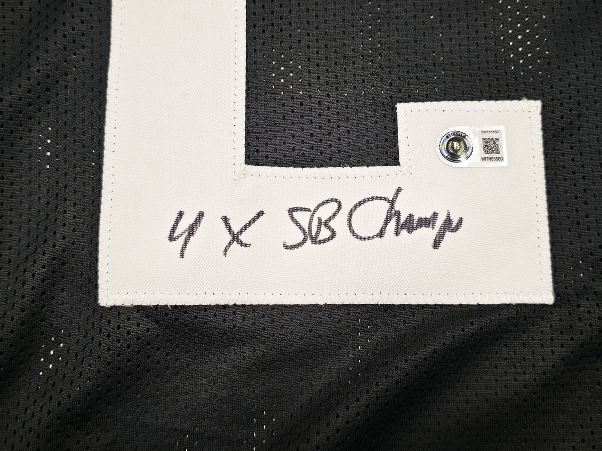 Pittsburgh Steelers Rocky Bleier Autographed Black Jersey "4x SB Champs" Beckett BAS Witness Stock #267504