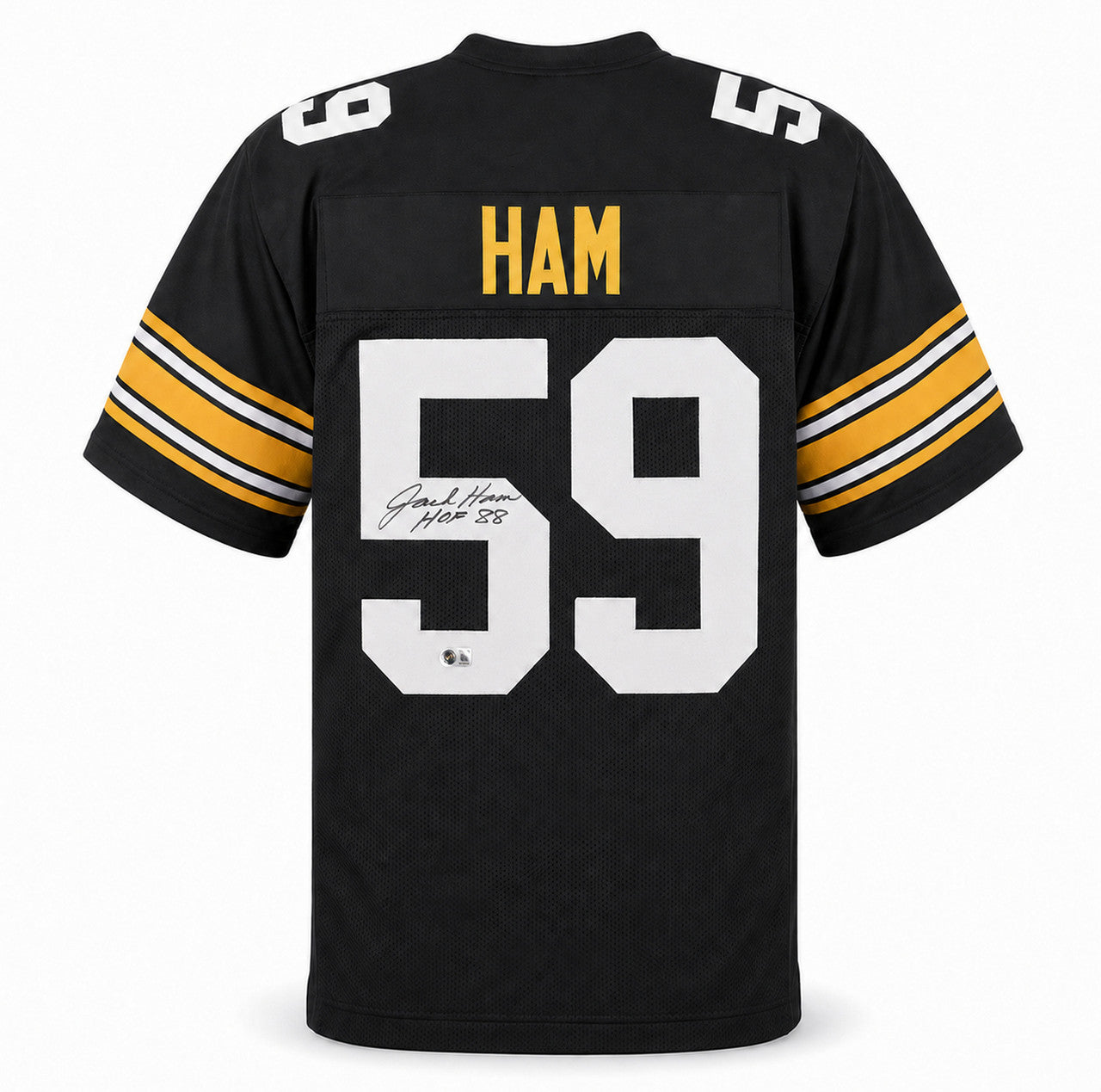 Pittsburgh Steelers Jack Ham Autographed Black Jersey "HOF 88" Beckett BAS Witness Stock #267503