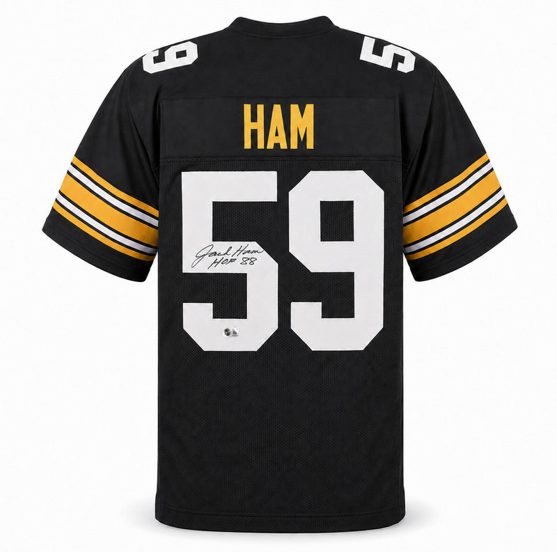 Pittsburgh Steelers Jack Ham Autographed Black Jersey "HOF 88" Beckett BAS Witness Stock #267503