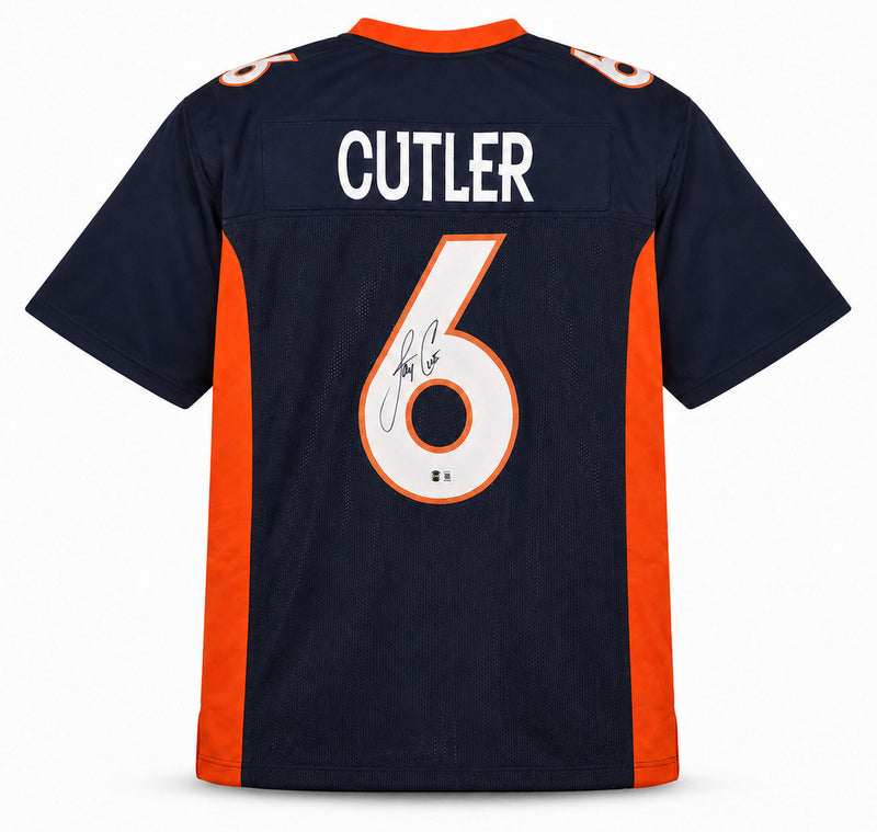Denver Broncos Jay Cutler Autographed Blue Jersey Beckett BAS Witness Stock #267505