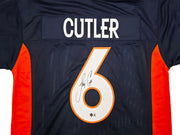 Denver Broncos Jay Cutler Autographed Blue Jersey Beckett BAS Witness Stock #267505