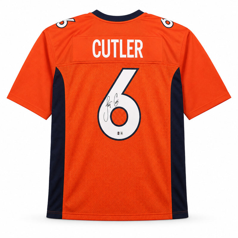 Denver Broncos Jay Cutler Autographed Orange Jersey Beckett BAS Witness Stock #267506