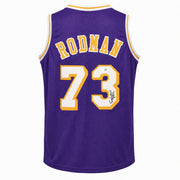 Los Angeles Lakers Dennis Rodman Autographed Purple Jersey Beckett BAS Witness Stock #267418