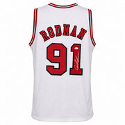 Chicago Bulls Dennis Rodman Autographed White Jersey JSA Stock #267420