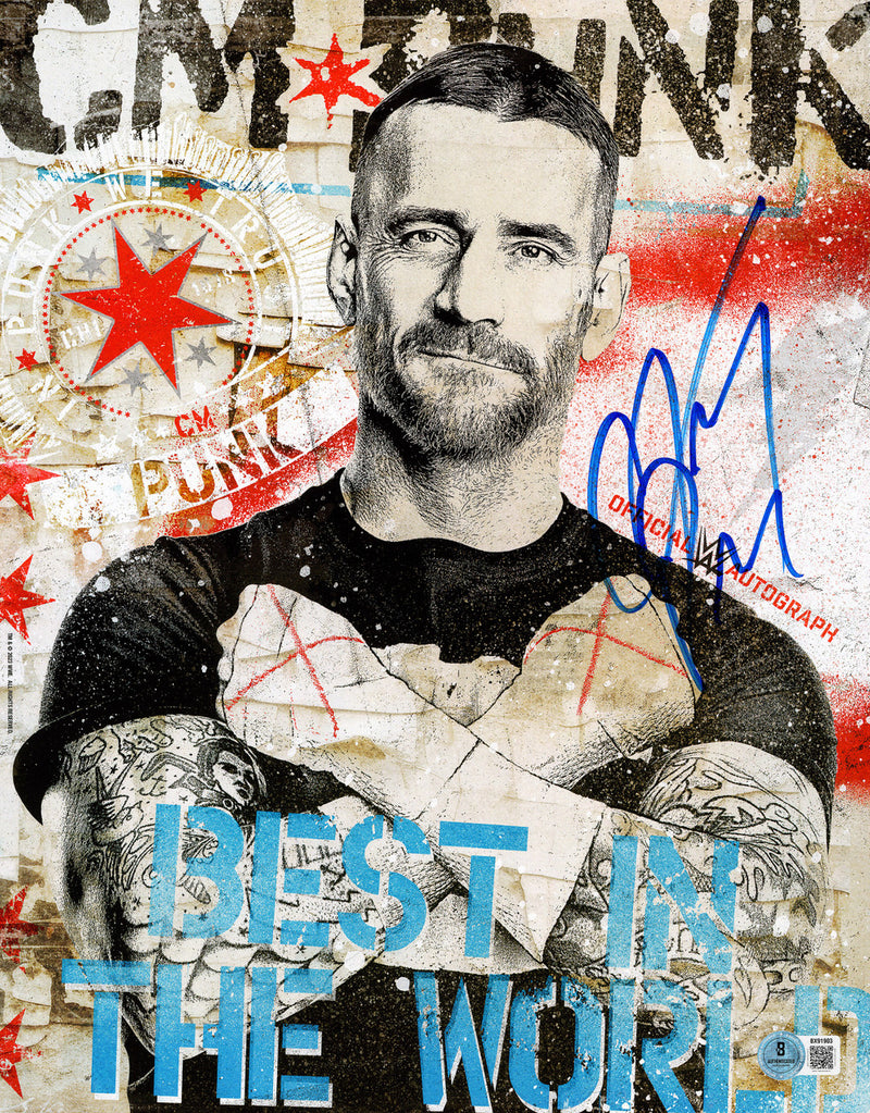 CM Punk Autographed 11x14 Photo WWE Best In The World Beckett BAS QR Stock #267582