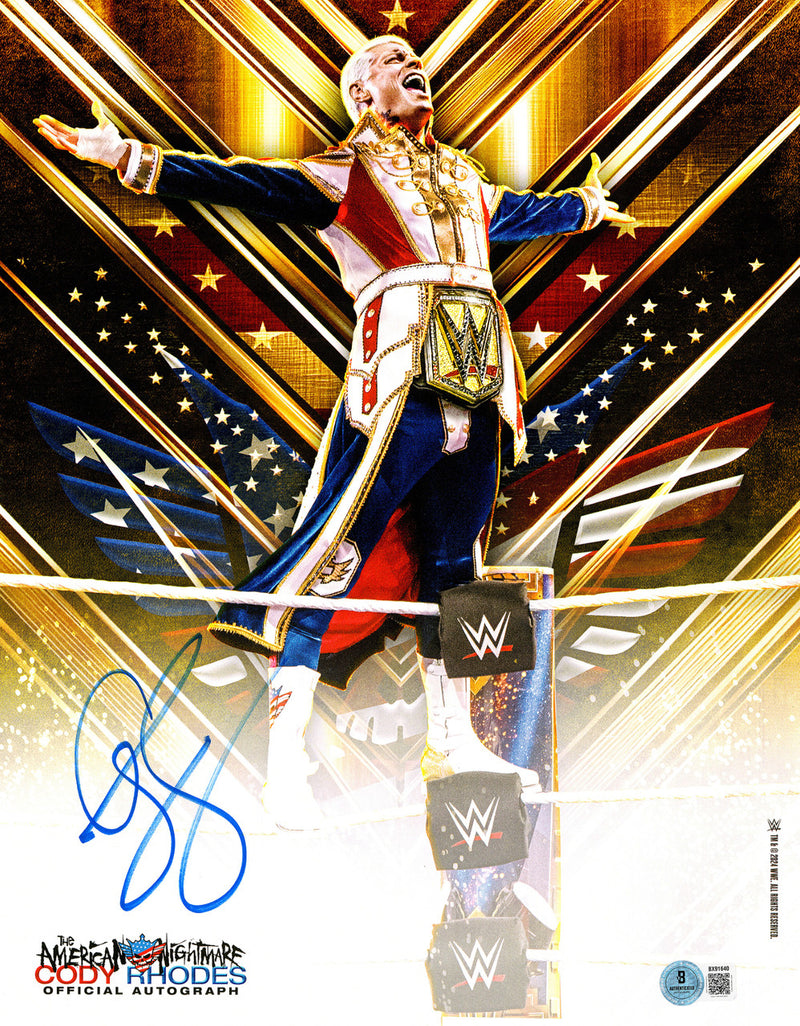 Cody Rhodes Autographed 11x14 Photo WWE The American Nightmare Beckett BAS QR Stock #267586