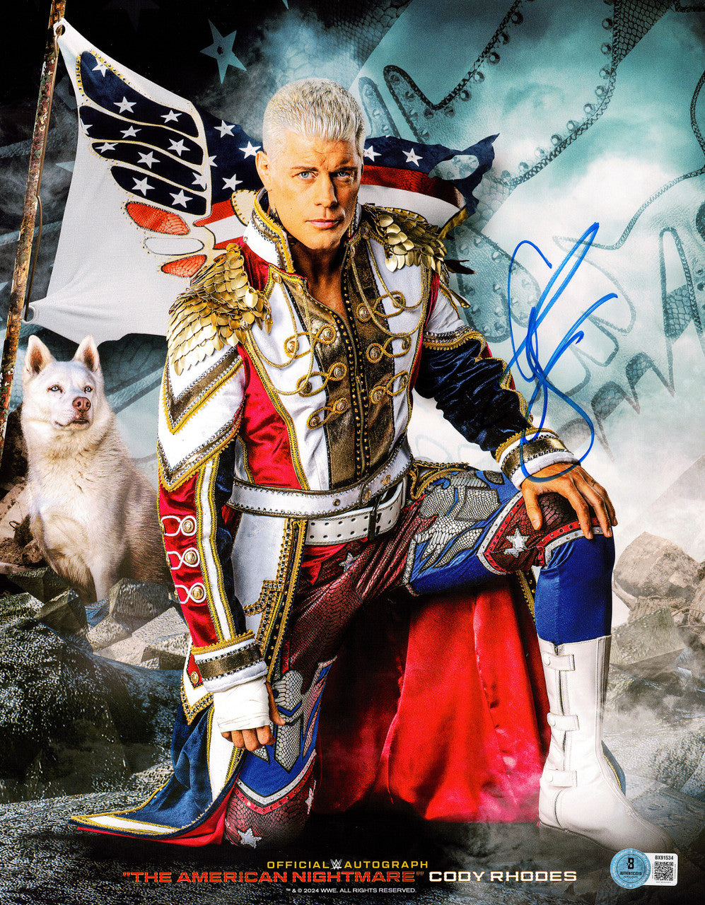 Cody Rhodes Autographed 11x14 Photo WWE The American Nightmare Beckett BAS QR Stock #267587