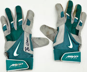 Robinson Cano Autographed 2014 Teal & Gray Nike MVP Elite Pro Game Used Batting Gloves Seattle Mariners (Single Signed) Stock #267635