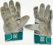 Robinson Cano Autographed 2014 Teal & Gray Nike MVP Elite Pro Game Used Batting Gloves Seattle Mariners (Single Signed) Stock #267635