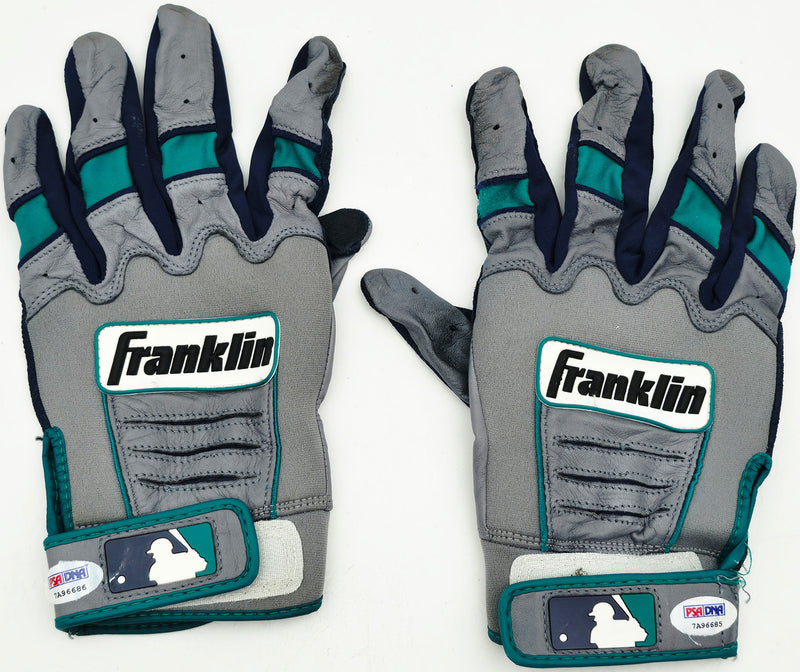 Robinson Cano Autographed Blue & Gray Franklin Game Used Batting Gloves Seattle Mariners PSA/DNA (Dual Signed) Stock #267640