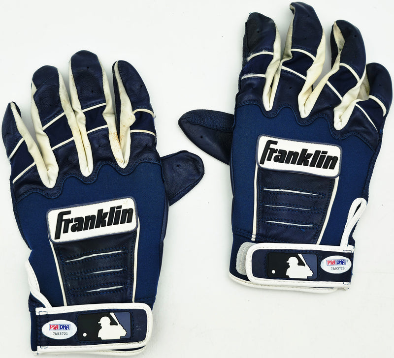 Robinson Cano Autographed Blue & White Franklin Game Used Batting Gloves Seattle Mariners PSA/DNA (Dual Signed) Stock #267641