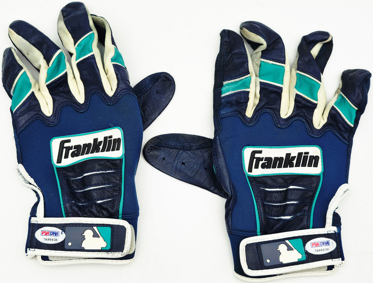Robinson Cano Autographed Blue & Teal Franklin Game Used Batting Gloves Seattle Mariners PSA/DNA (Dual Signed) Stock #267642