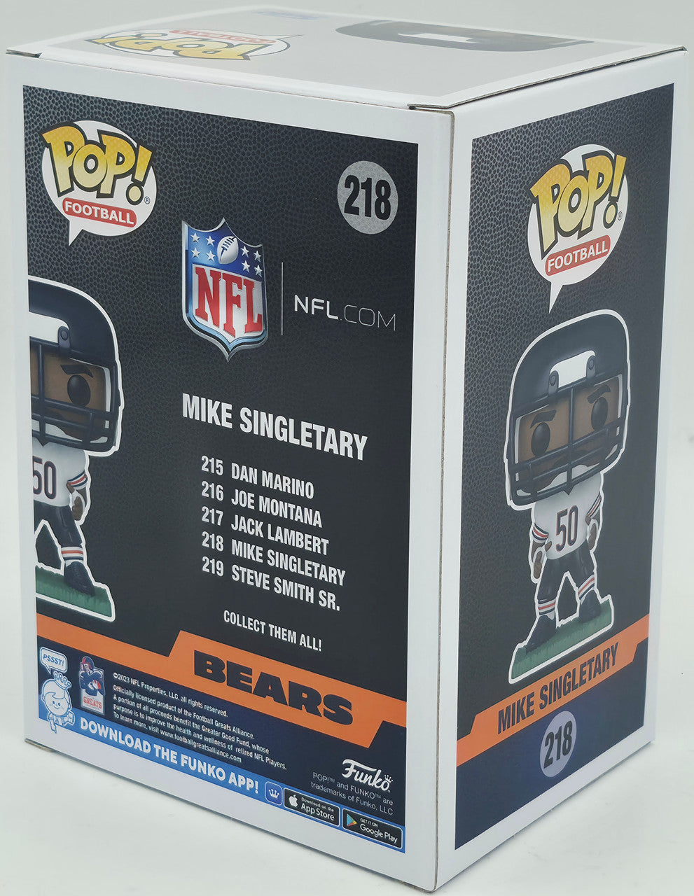 Mike Singletary Autographed Funko #218 Funko Pop Vinyl Figurine Chicago Bears Beckett BAS Witness Stock #253287