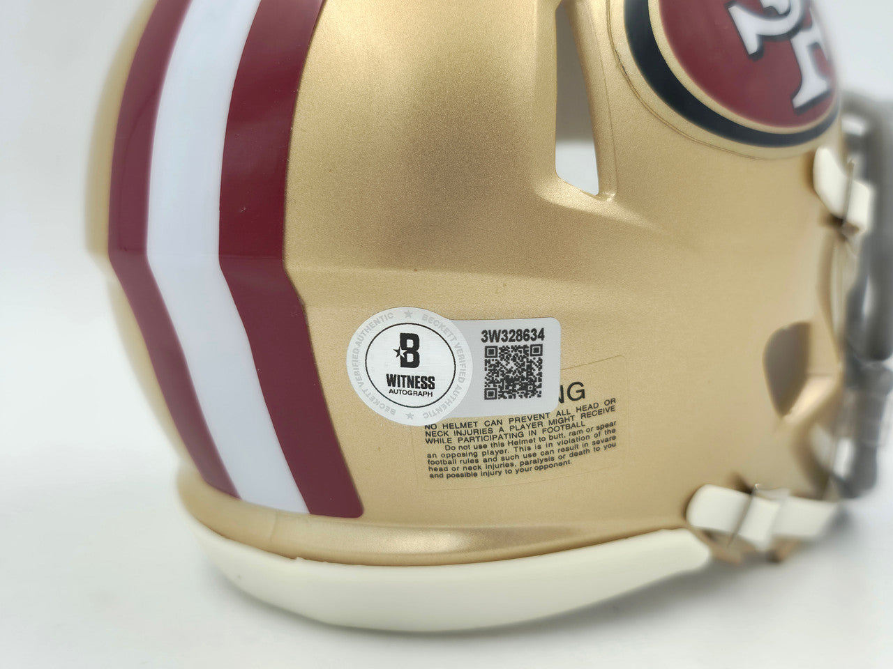 Tom Rathman Autographed San Francisco 49ers Gold Speed Mini Helmet Beckett BAS Witness Stock #253315