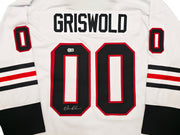 Christmas Vacation Chevy Chase Autographed White Jersey Clark Griswold Beckett BAS QR Stock #252795