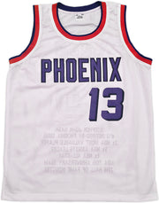 Phoenix Suns Steve Nash Autographed White Stat Jersey Beckett BAS Witness Stock #252473