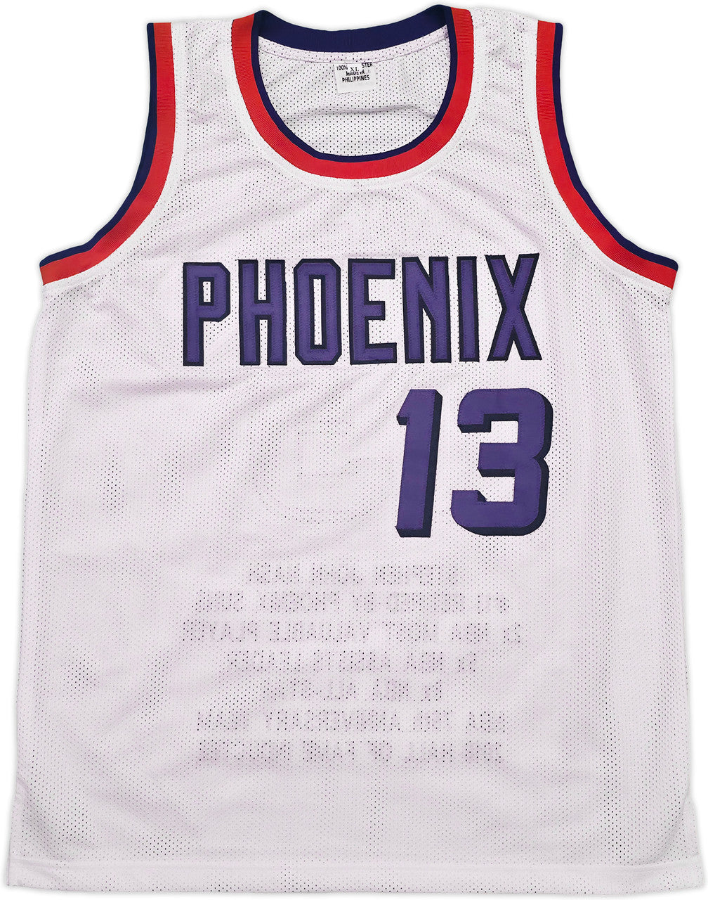 Phoenix Suns Steve Nash Autographed White Stat Jersey Beckett BAS Witness Stock #252473