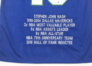 Dallas Mavericks Steve Nash Autographed Blue Stat Jersey Beckett BAS Witness Stock #252470