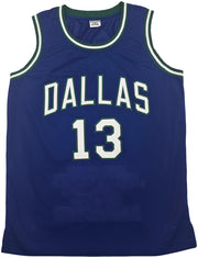 Dallas Mavericks Steve Nash Autographed Blue Stat Jersey Beckett BAS Witness Stock #252470