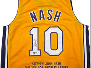 Los Angeles Lakers Steve Nash Autographed Gold Stat Jersey Beckett BAS Witness Stock #252475