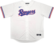 Texas Rangers Evan Carter Autographed White Nike Jersey Size XL "23 WS Champs" Beckett BAS Witness Stock #252437