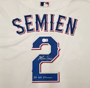 Texas Rangers Marcus Semien Autographed White Nike Jersey Size XXL "23 WS Champs" Beckett BAS Witness Stock #252435